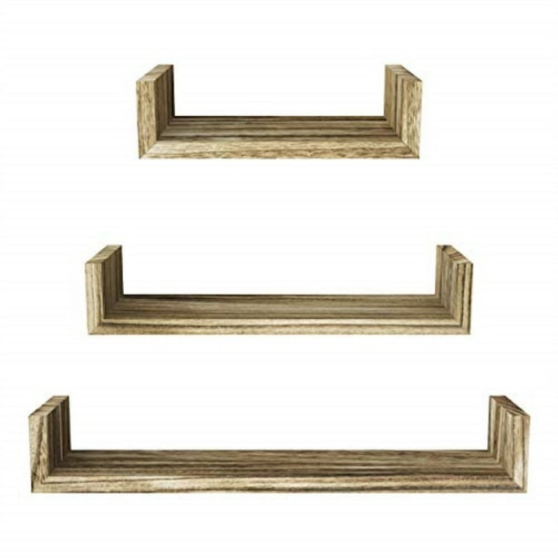 sriwatana floating shelves wall mounted, solid wood wall shelves set of
