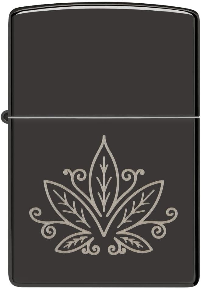 Zippo Lighter - Personalized Message Engraved on Backside Leaf Smoke 48926