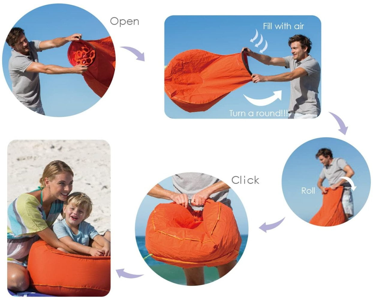 Blue EverEarth EZAir Rangi Inflatable Kids Beach Chair 