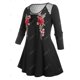 thumbnail image 3 of Conjunto de Pijama de Talla Extra de Panel de Malla de Flores con Aplicación Rosegal Pijamas y Batas Tallas Grandes, 3 of 5
