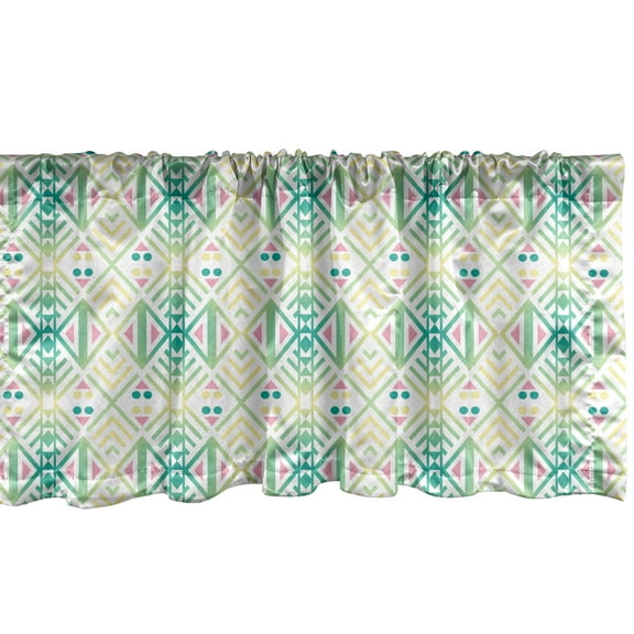 Ambesonne Tribal Window Valance, Native Geometric Rhombus, 54" X 18", Multicolor