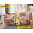thumbnail image 3 of SEYNAR 360 Degree Swivel Velvet  Accent Chair,Upholstered Round Barrel Glam Armchairs with Wide Upholstered, Vanity Chair for Living Room(Pink), 3 of 6