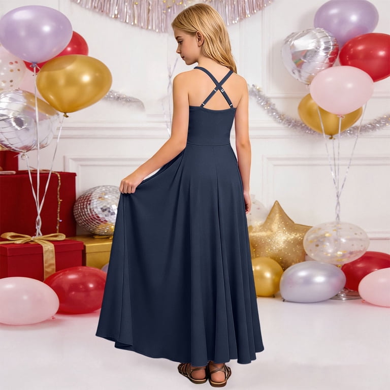 satin junior bridesmaid dresses Dress neckline with spaghetti straps A-Line Spaghetti Straps Long Satin