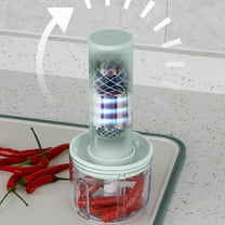 USB Rechargeable Vegetable Chopper - 250ml Portable Food Processor with 3 Stainless Steel Blades, Mint Green/White, for Ginger, Chilli, Meat, Spices - Ideal for Home, Camping, Travel