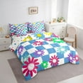 thumbnail image 3 of Homewish Boys Girls Groovy Flower Twin Bedding Sets 7-Piece,Geometric Plaid Bedding Comforter Set Microfiber,Vintage Aesthetic Breathable Sheet Sets,Breathable Home Decor,Reversible, 3 of 8