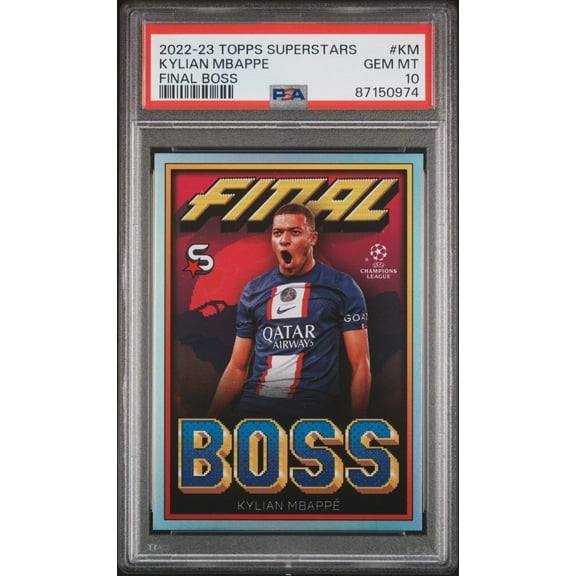 Graded 2022 Topps Superstarts Kylian Mbappe #KM Final Boss Soccer Card PSA 10 Gem Mint