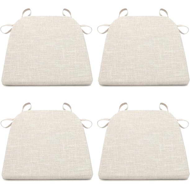 Chair Pads with Ties for Dining Room Chairs Set of 4 High Density Foam Padded Cushion Non Slip U