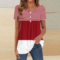 thumbnail image 2 of Tunic Tops for Women Loose Dressy Short Sleeve Henley Shirt V Neck Button Up Blouse Casual Pleated Basic Pullover, 2 of 4