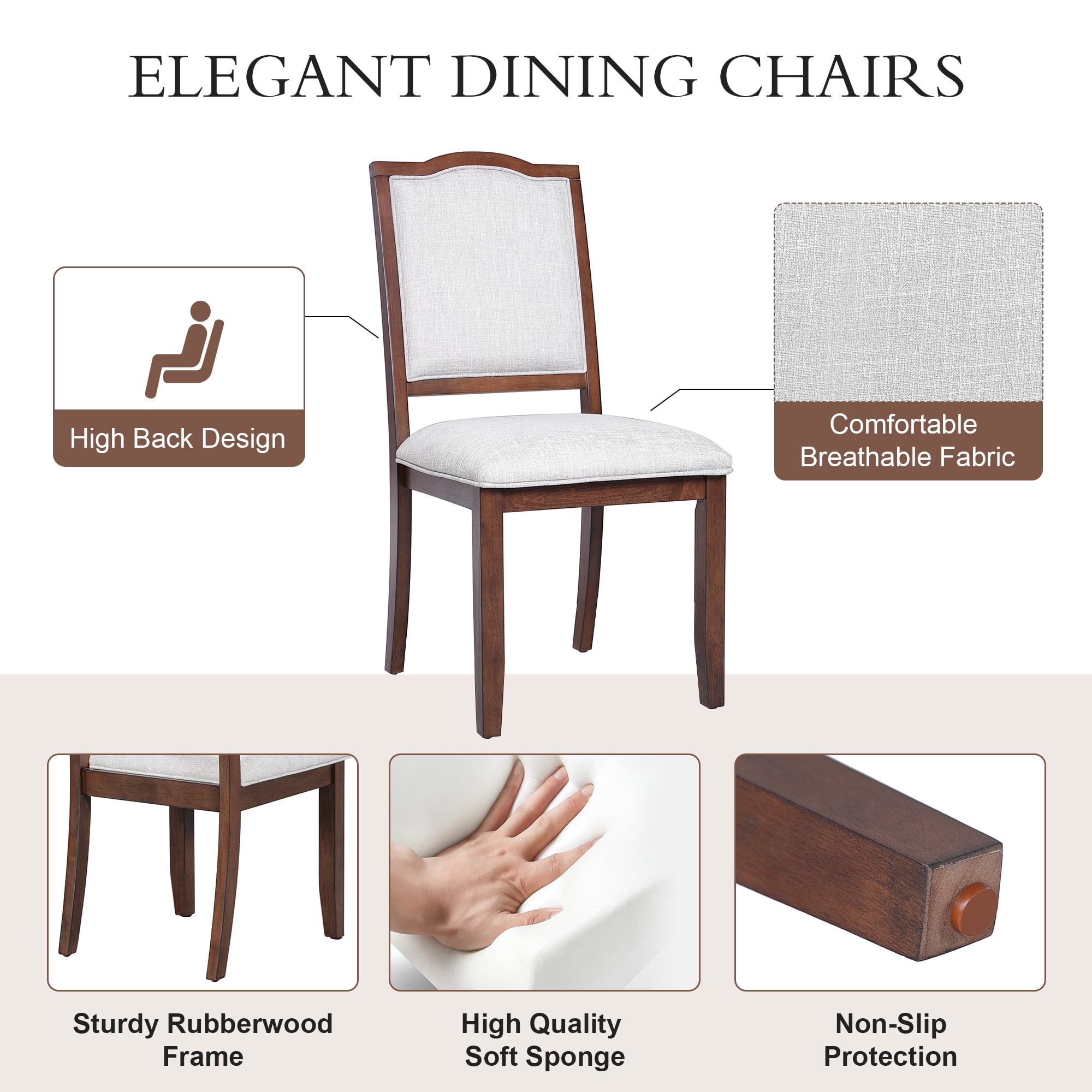 Euroco Dining Table, Extendable with Wood Frame, 78 inch Brown