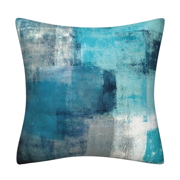 Hengshan Abstract Art Throw Pillow Covers, 18x18 Inch Set of Modern Brushstroke Decorative Pillow Cases with Hidden Zipper, Soft Velvet Cushion Covers for Sofa Bed Couch, Multi-Color