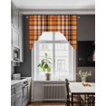thumbnail image 3 of Orange Black Check Swag Valances for Windows, Small Curtains Drapes, Farmhouse Buffalo Plaid Rustic Kitchen Window Curtains Over Sink Rod Pocket Window Treatment Valance for Bedroom/Bathroom 56"x36", 3 of 5