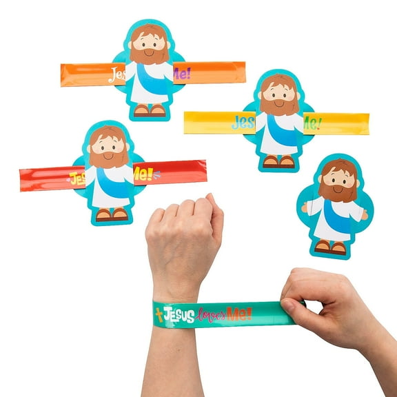36 Piece 9" Jesus Loves Me Slap Bracelets with Card for 36