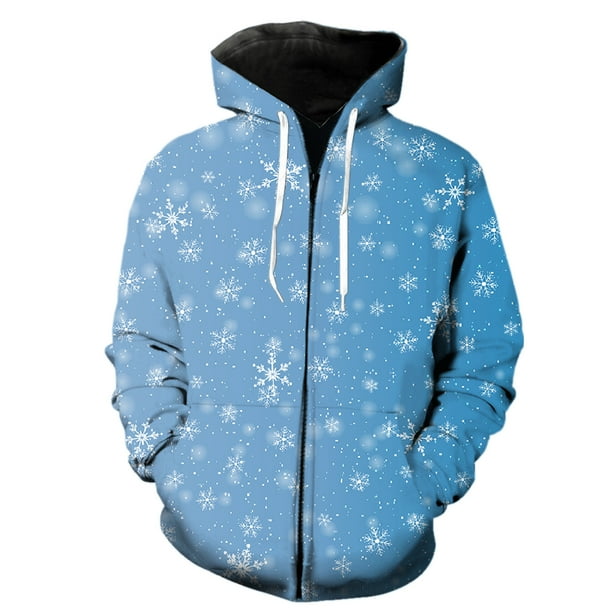 Sudadera con capucha y cremallera para hombre, con estampado de copos de nieve de invierno, divertida, de manga larga, estilo urbano, de gran tamaño, genial, gran oferta 2024, unisex, para primavera y