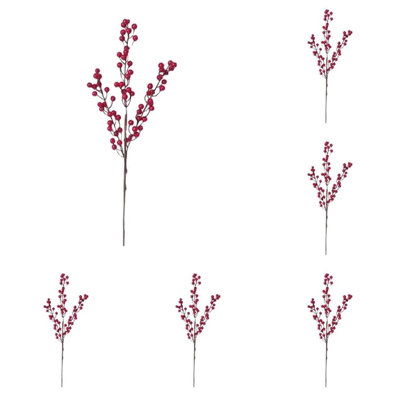 XJGHHSY 12 Pack Artificial Red Berry Stems Christmas Red Berries Holly Berry Branches 21.6 inches Fake Burgundy Berry Picks for Floral Arrangements Christmas Tree DIY Crafts Decor,Red