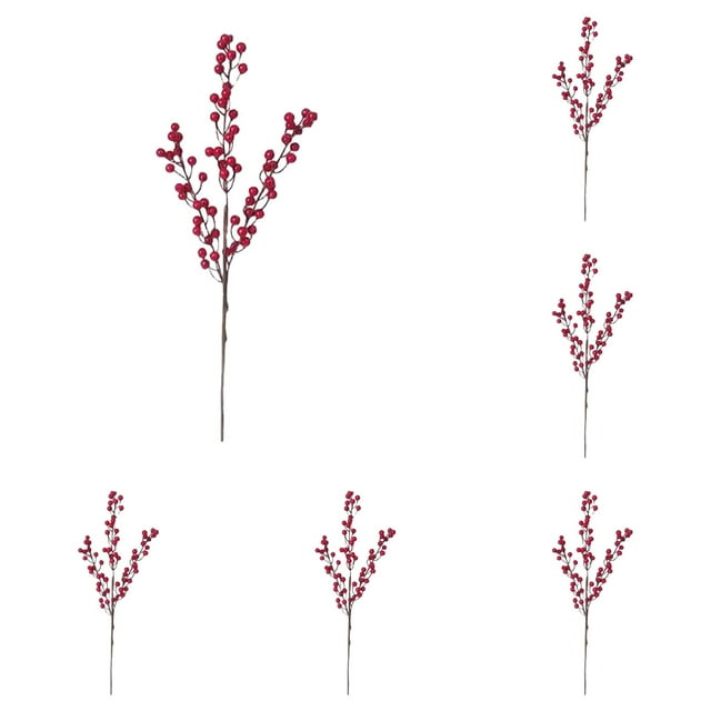 Décorations de Noël Fleurs Artificielles Tiges de Baies Rouges Artificielles Baies Rouges de Noël Branches de Houx Pics de Baies pour Arrangements Arbre de Noël Décorations de Maison de Vacances Bricolage