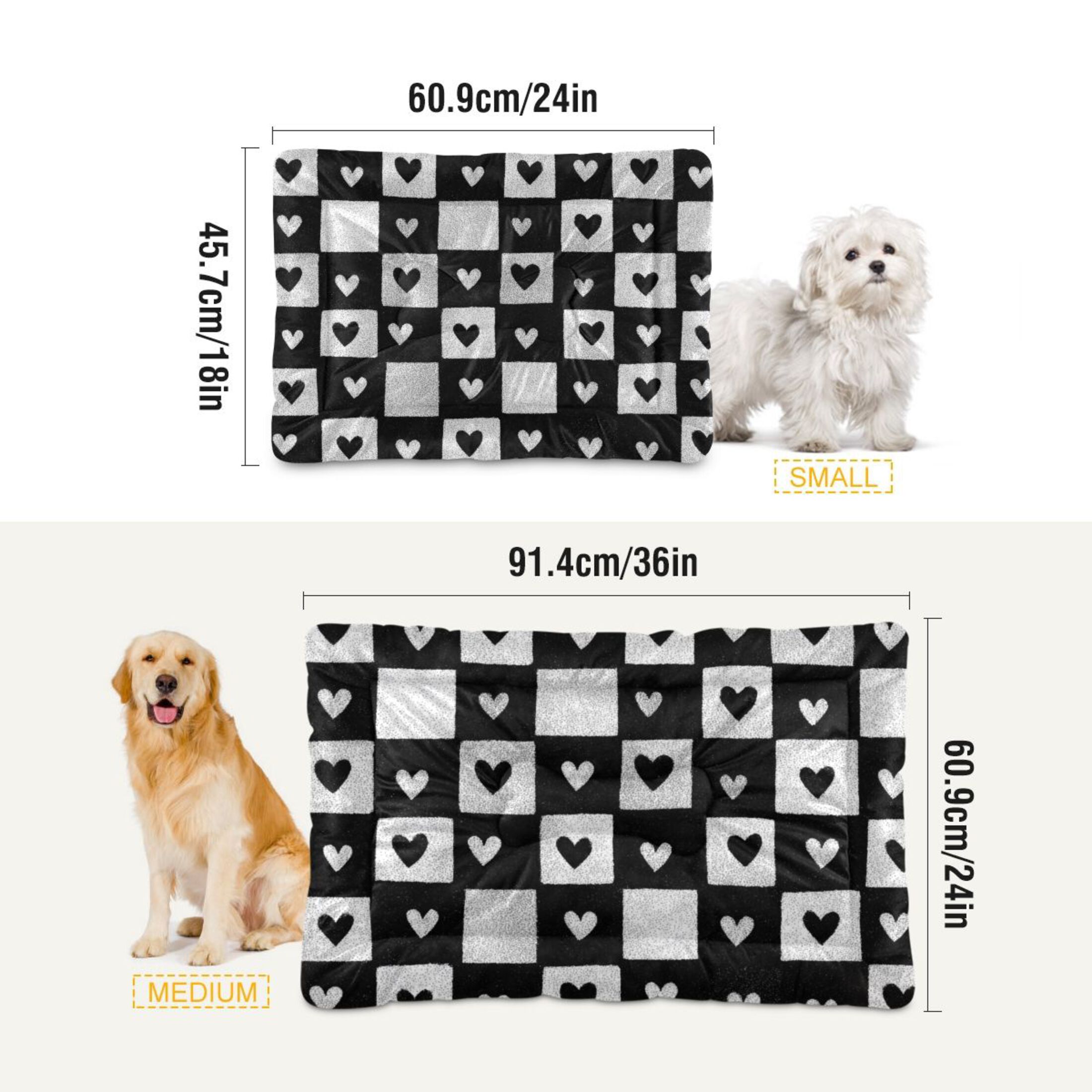 Cozy Mat Pet Bed Indoor Outdoor Warm Soft For Cat Dog Puppy(S/M) Black and White Small Hearts