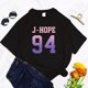 thumbnail image 5 of Camiseta informal con estampado de k-pop para mujer, Top Harajuku para mujer, Camiseta básica con cuello redondo, camiseta blanca de manga corta para niña, 5 of 5