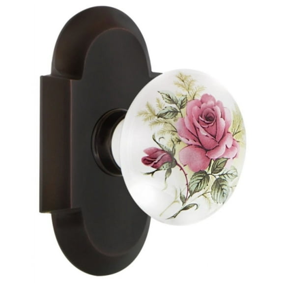 Nostalgic Warehouse Cotros_Dp_Nk Vintage Porcelain Painted Rose Dummy Door Knob Set -