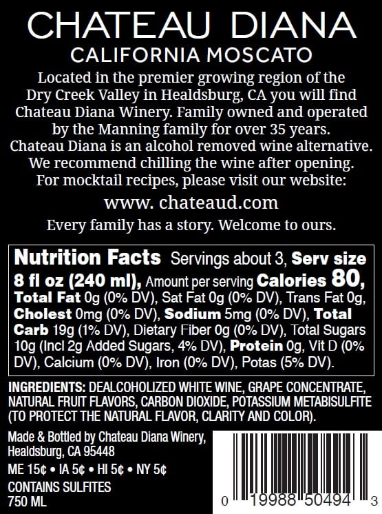 Chateau Diana Zero Alcohol California Moscato