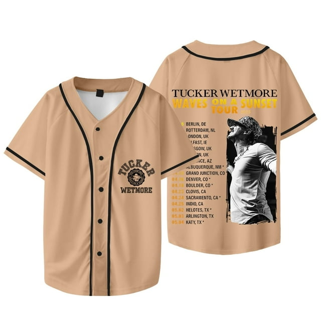 Tucker Wetmore Waves On A Sunset Tour Merch Veste de Baseball Tee Unisexe Mode Manches Courtes T-Shirts,m,Style 5