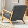 thumbnail image 6 of PORKISS Modern Arm Chair Velvet Fabric Upholstered Comfy Reading Accent Chair with Solid Wood Frame and Pillow, Armchair Comfort Club Chair Lounge Chair for Living Room Bedroom Sunroom, Grey, 6 of 8