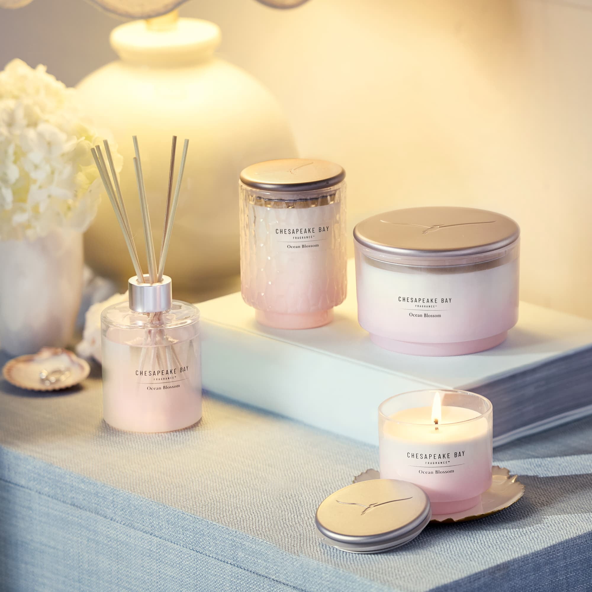 Chesapeake Bay Candle 4.5oz | Ocean Blossom Scent |Exclusive Mood Evoking Fragrance |Sea Glass-Inspired Jar | Premium Soy Blend Wax with Essential Oils | Coastal Fragrance for Home Décor or Gifting