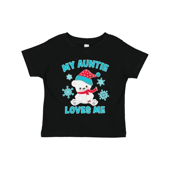 Inktastic Polar Bear My Auntie Loves Me in Santa Hat with Snowflakes Boys or Girls Toddler T-Shirt