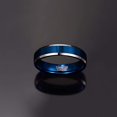 thumbnail image 5 of Vakki 5mm Tungsten Carbide Wedding Ring Blue with Silver Beveled Edge, 5 of 5