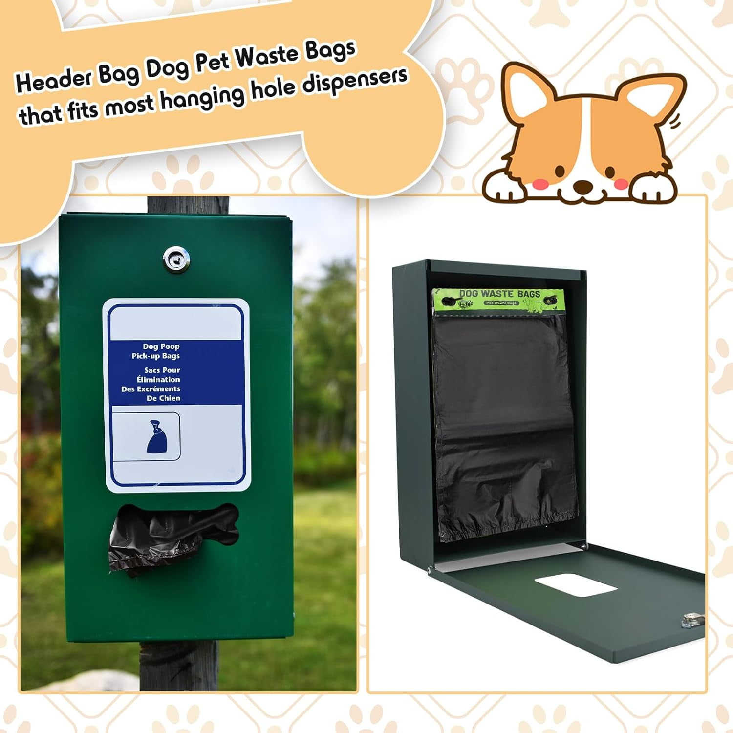 Pet Waste Bags Bulk, 2500 Pack Leakproof Easy Single Pull Bags for Poop Station Dispenser, Fit Hang Hole for Home and Outdoor Use