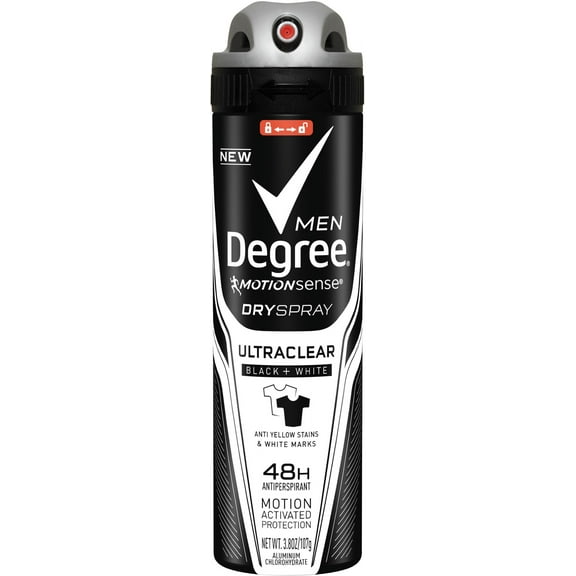 Degree Ultraclear Men Antiperspirant Dry Spray, Black/White 3.8 oz (Pack of 3)