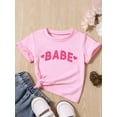 thumbnail image 2 of Bagilaanoe Toddler Baby Girls T-shirt Casual Letter Print Short Sleeve Tees 12M 24M 3T 4T 5T 6T Kids Summer Pink Tops, 2 of 7