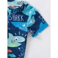 thumbnail image 5 of Gupgi 3-5T Baby Boys Rash Guard Swimsuit, Cute Shark/Tree Print Short Sleeve Zip Up Swimwear, 5 of 9