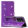 thumbnail image 2 of Wallet Case for Samsung Galaxy S24,Decase Women Girls Case with Card Holder Kickstand & Wrist Strap Luxury Bling Glitter PU Leather Flip Card Phone Cover for Galaxy S24,Purple, 2 of 8
