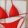 thumbnail image 3 of Women's Bikini Sets Polka Dots Print Bathing Suit Halter Triangle Tie Side Two Piece Swimsuit Red S, 3 of 5