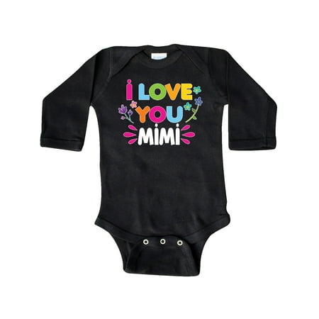 

Inktastic I Love You Mimi with Flowers Gift Baby Girl Long Sleeve Bodysuit