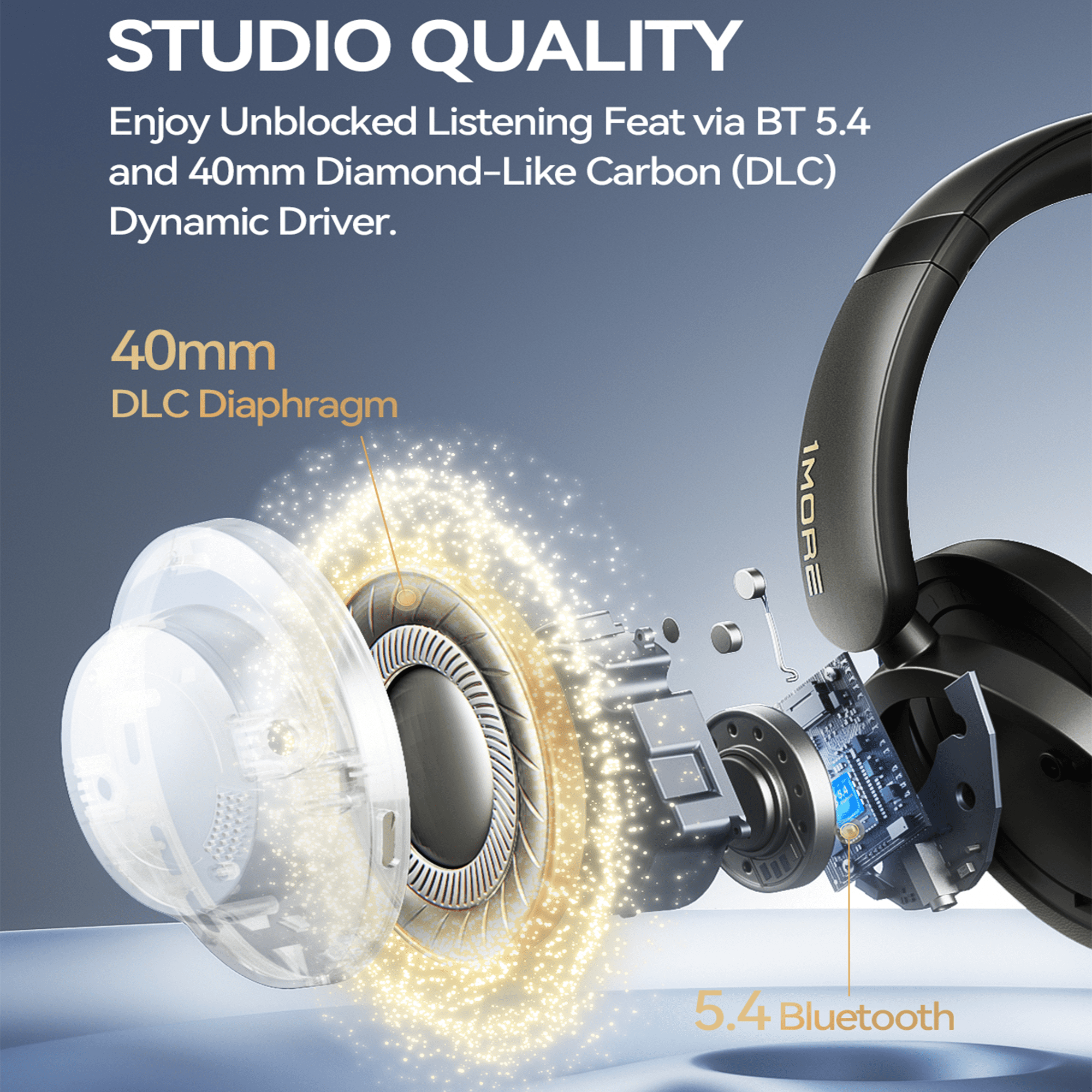 1MORE Sonoflow Pro HQ51 Bluetooth over-ear Headphones with Built-in Mic, Matte Gary
