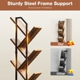 thumbnail image 6 of Casacomoda 6 Tier Tall Tree Bookshelf with LED Lights, Bookcase with Double Storage Cabinet, Narrow Corner Display Shelf, Floor Standing Organizer for Living Room, Bedroom, Home Office, Brown, 6 of 8