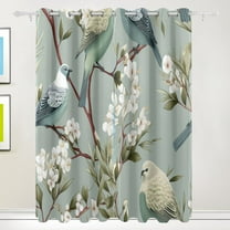 Birds Flowers Leaves Branches Black Out Curtains 84 Inch Length Curtains for Sliding Glass Doors Bedroom Living Room 2 Pack