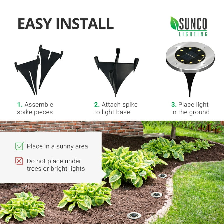 Sunco Lighting Solar Path Lights, Dusk-to-Dawn, 7000K Diamond White, Cross Spike Stake for Easy in Ground Install, Solar Powered LED Landscape Lighting - 10 Pack Sunco Lighting Solar Path Lights, Dusk-to-Dawn, 7000K Diamond White, Cross Spike Stake for Easy in Ground Install, Solar Powered LED Landscape Lighting - 10 Pack