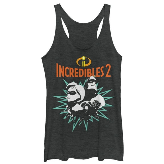 Women's The Incredibles 2 Heroic Parents Racerback Tank Top Black Heather Small