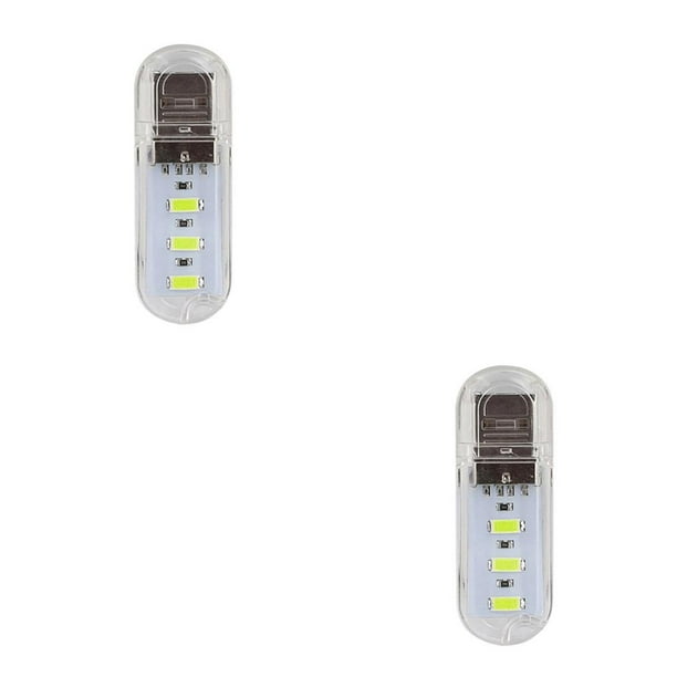 Tholdsy Luz nocturna 3 LED 3-5V 500mA 200LM 3000K/7000K Casa Computadoras portátiles Banco de energía Adaptador de carga Lámpara de Blanco 2piezas
