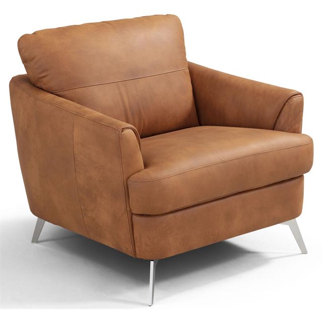 ACME Fauteuil d'Appoint en Cuir Capitonné Cappuccino