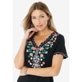 thumbnail image 4 of Roaman's Women's Plus Size Floral Embroidered Tee, 4 of 5