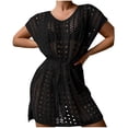 thumbnail image 2 of HOMBOM Womens Cover Ups Swimsuit Coverup Crochet Short Sleeve Hollow Out Summer Dresses for Ladies Bikini, 2 of 8