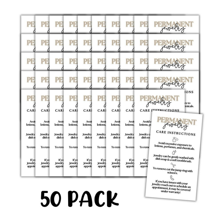 permanent-jewelry-care-instruction-cards-50pk-2x3-5-after-client-intake-release-forms-business-neon-sign-chain-jump-rings-starter-kit-welder-connector-walmart-com