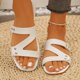 thumbnail image 2 of Mujeres Zapatos de Caminar Estilo Crisscross Correa de Tobillo Sandalias Planas, Correa de Tobillo Pisos Más Tamaño Redondo Pie Abierto Pie de la Playa Zapatos de Verano, 2 of 9