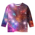 thumbnail image 3 of ZTKWD Boys Girls Tie Dye Shirt 3D Graphic Casual Crewneck 3/4 Sleeve Tops Tees for Kids 6-16 Years, 3 of 4
