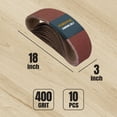 thumbnail image 6 of POWERTEC 10PK 3 x 18 Inch Sanding Belts, 400 Grit Aluminum Oxide Belt Sander Sanding Belt for Portable Belt Sander, Wood & Paint Sanding, Metal Polishing (110890), 6 of 7