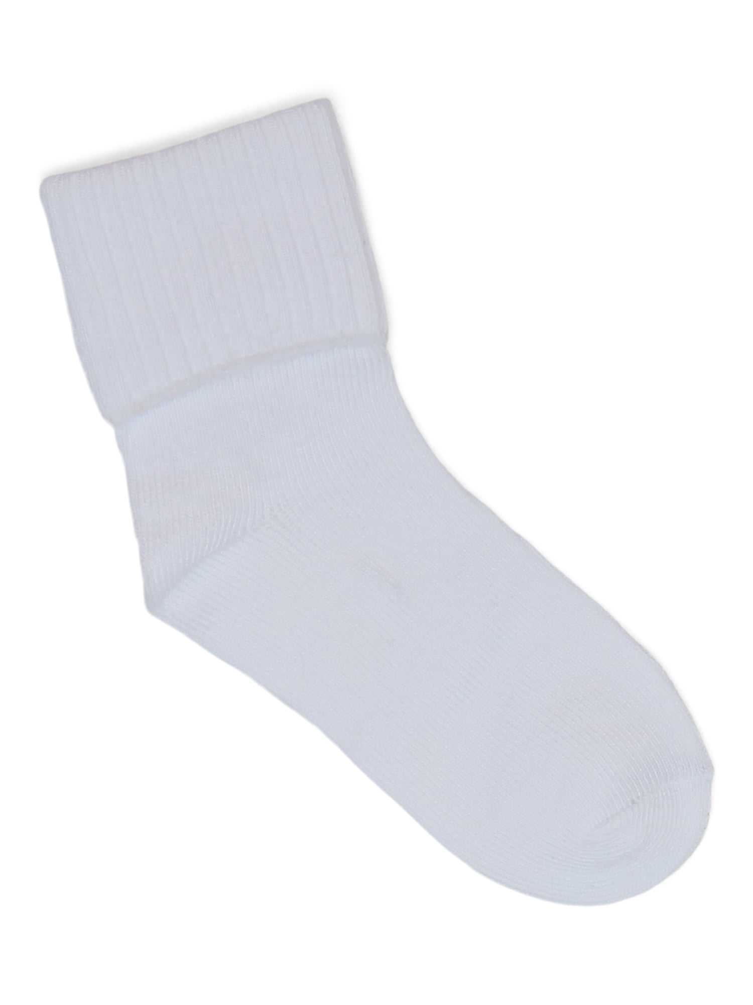 Wonder Nation Baby Girl Folded Cuff Ribbed Socks, 10 Pack, 0M- 5T