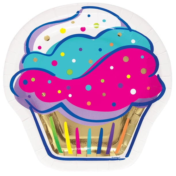 Way To Celebrate Cupcake Shaped Paper Dessert Plates 8 25in 10ct Walmart Com